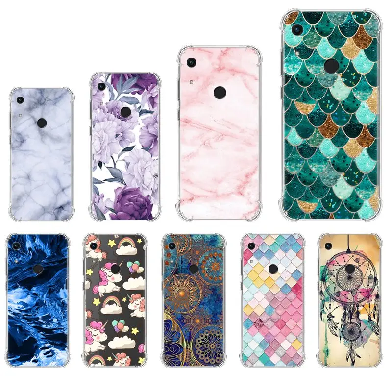Anti-knock Phone Case For Huawei Y6 2019 / Honor 8A Back Fingerprint Version Colorful Painted With Airbag TPU Cover |