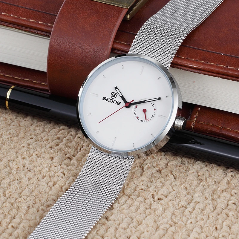 SKONE часы мужские водонепроницаемые Relojes Hombre роскошные деловые из нержавеющей