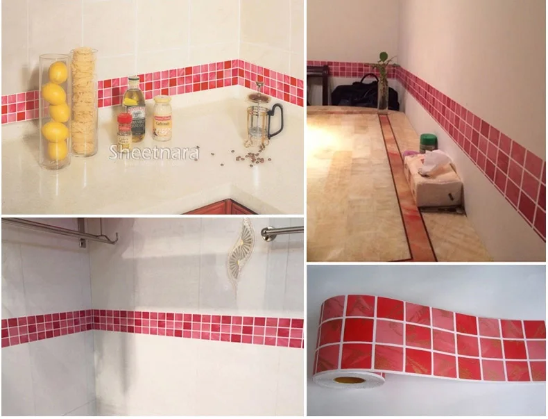 Самоклеящаяся мозаика DIY 5 м * 10 см кухонные виниловые наклейки на границы для