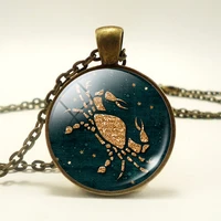 12 constellations pendant lucky birthday zodiac sign necklace for women and men gift