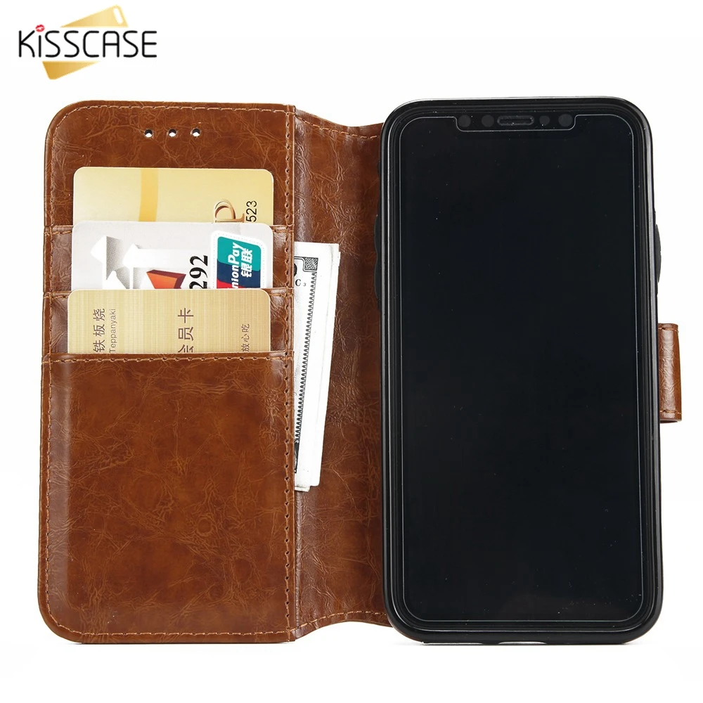 Чехол из искусственной кожи KISSCASE для iPhone X XS MAX XR 8 7 6 S держатель карт чехлы