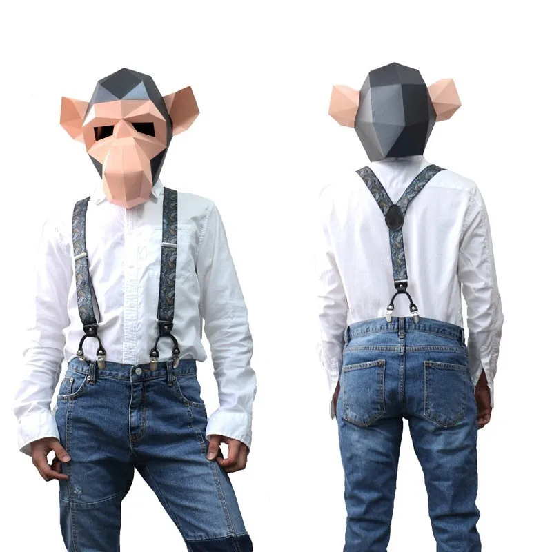 Black Real Leather 6 Clips Suspenders Braces Vintage Casual Suspensorio Tirante Trousers Strap Bretele Dad/Husband's Gift|Мужские