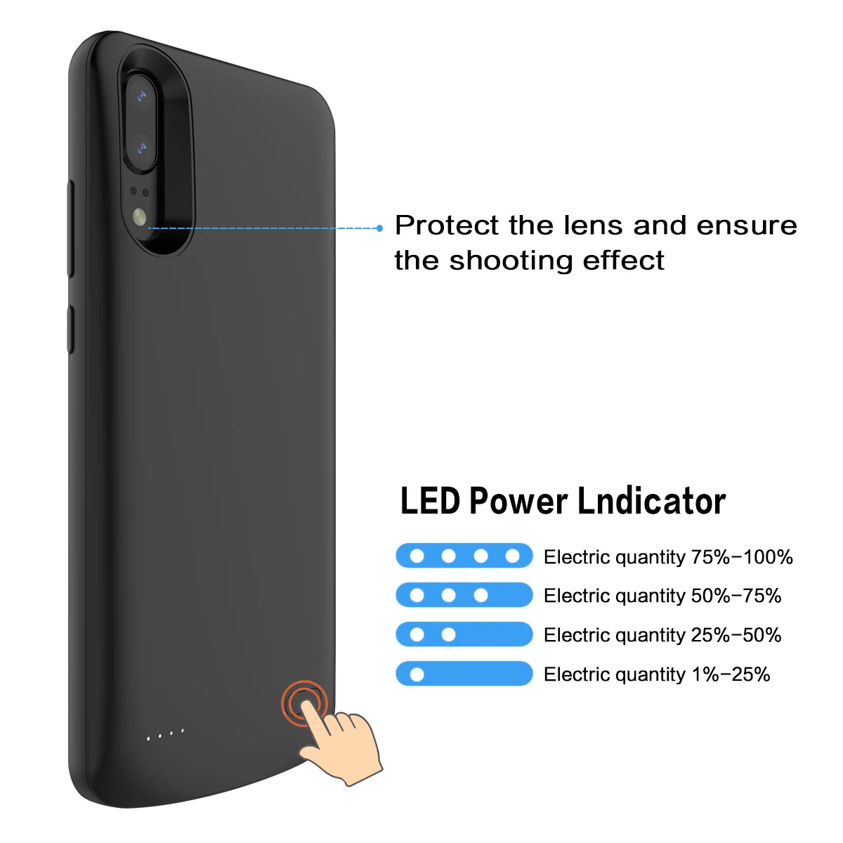 Зарядный чехол CASEWIN для Huawei P20 с внешним аккумулятором емкостью 3600 мА внешнее