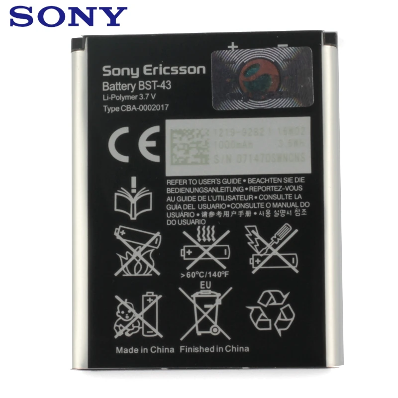 Sony оригинальная замена телефон Батарея BST-43 для sony U100i J10 J20 WT13 BST43 Authenic