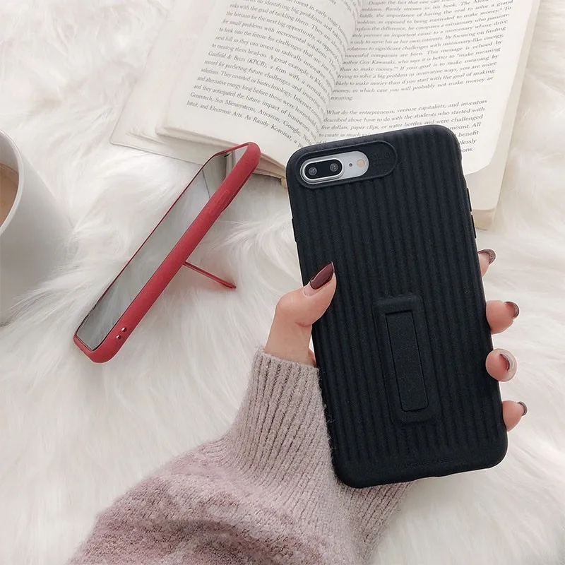 For iphone 6s 6 7 8 Plus XS MAX XR Fashion Trunk Soft Matte Phone Cases X 11 Case Hide Stand Holder Back Cover Capa |
