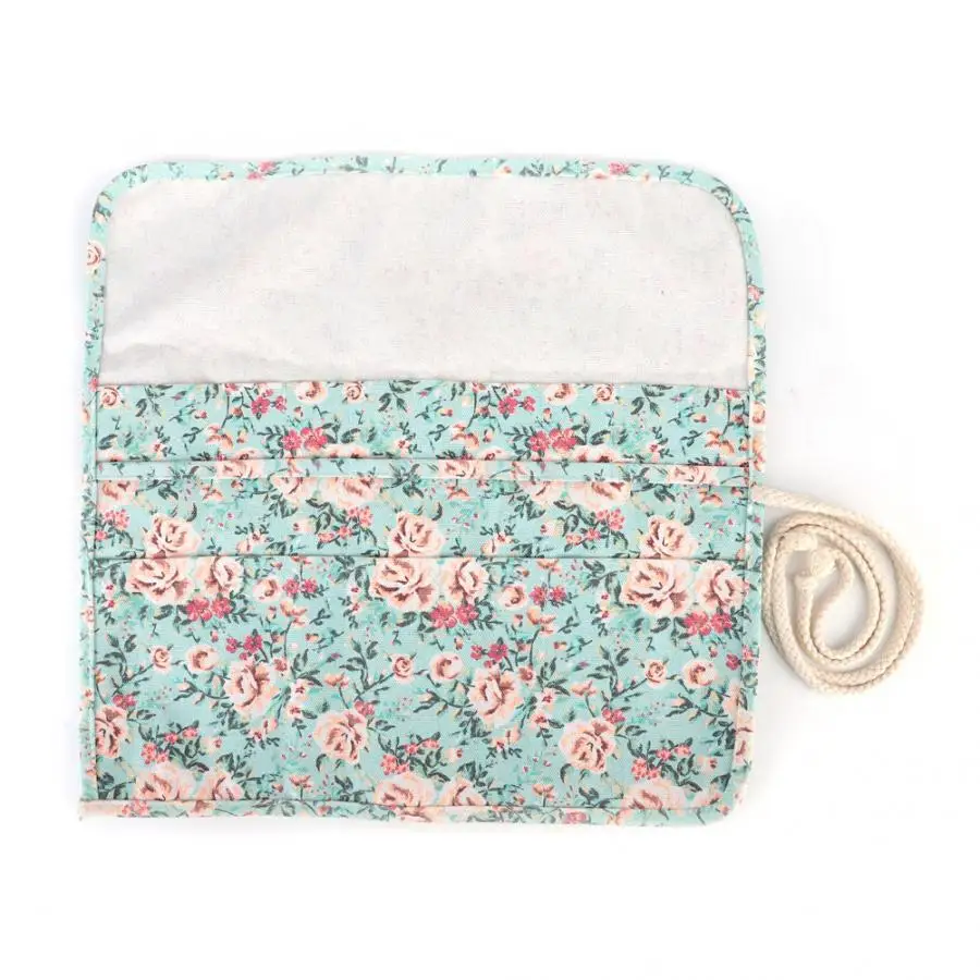 Pencilcase школьные принадлежности цветочный рулон печати макияж карандаш занавес