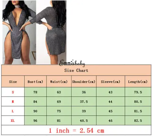 Fashion Casual Slim Solid Women Sparkly Deep V Neck Long Sleeve Bandage Bodycon Mini Dress Party Gown Clubwear Clothes | Женская одежда