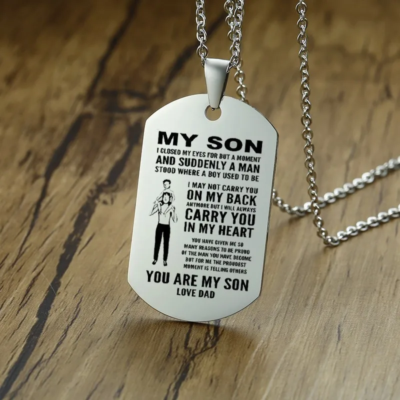 Ожерелье с кулоном из нержавеющей стали My Son Love Dad Dog Tag подарок на день рождения