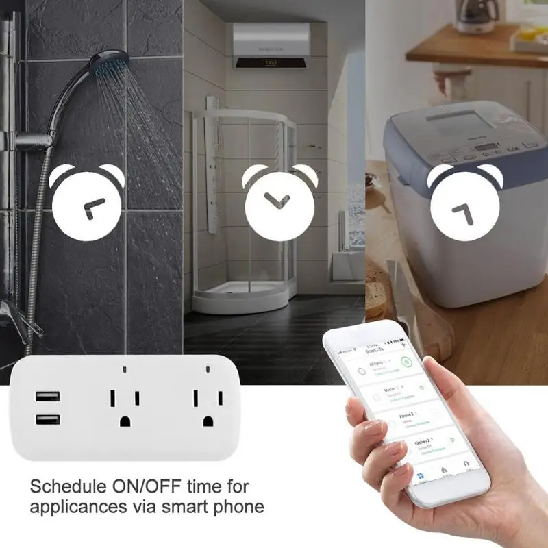 WiFi Smart USB переключатель питания синхронизация голосового управления 2 порта