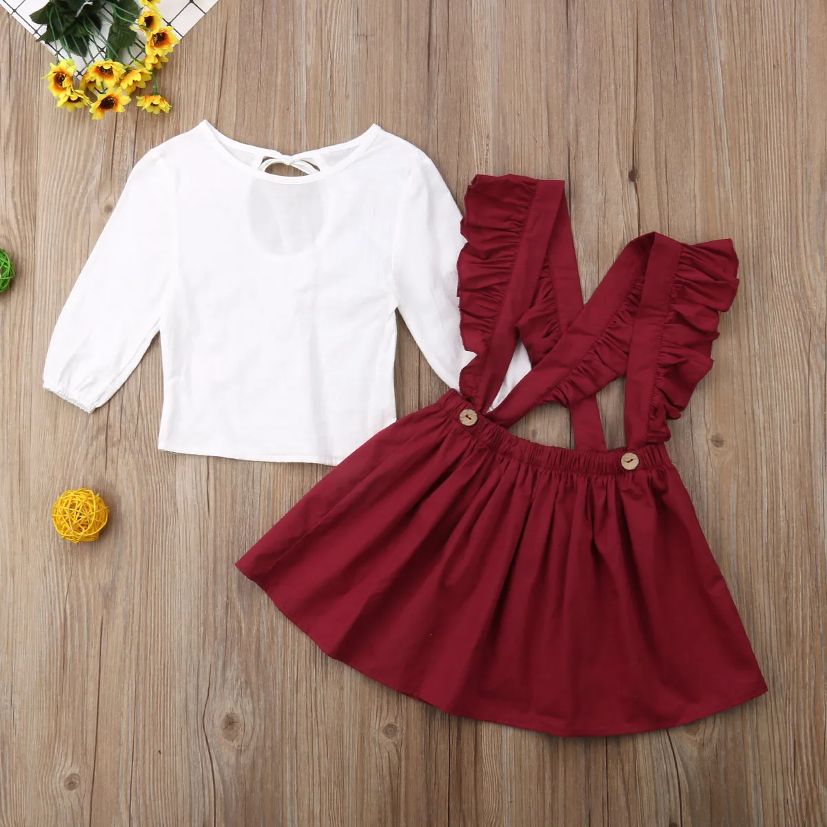 2 предмета футболка с длинными рукавами для новорожденных девочек топы оборками