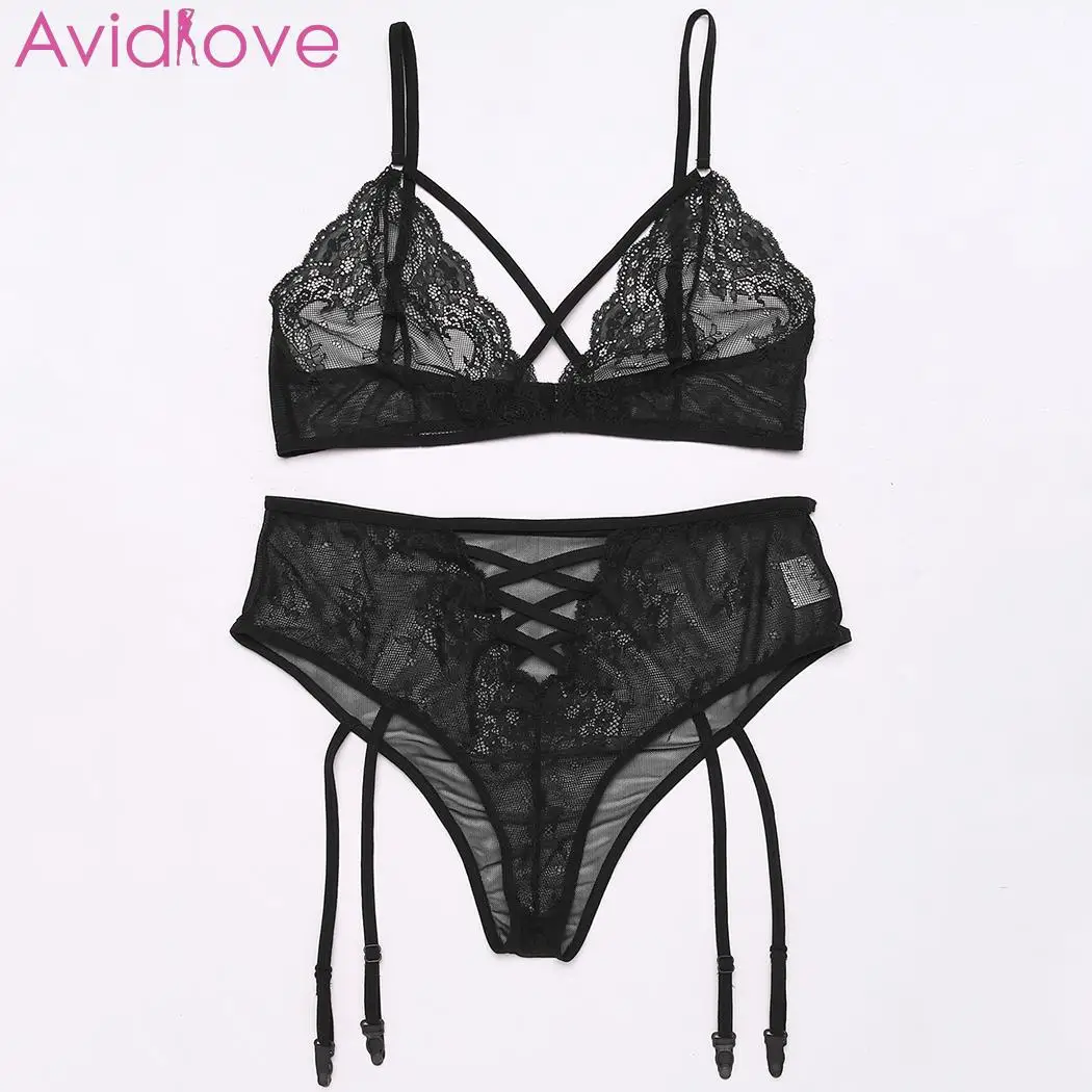 Avidlove Babydoll сексуальное женское белье набор цветочные кружева бралет без