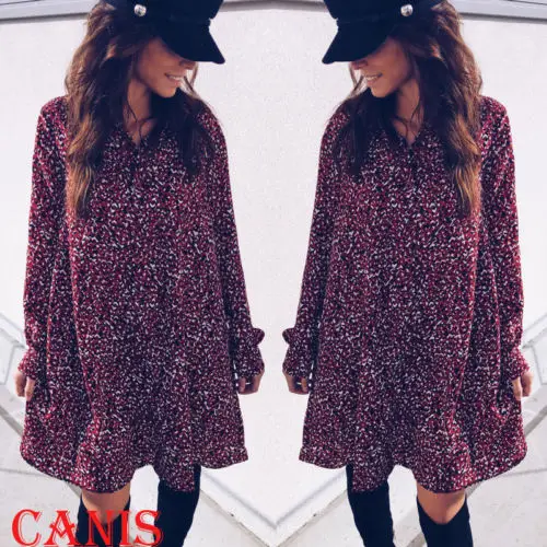 Женское Короткое мини-платье с V-образным вырезом и длинным рукавом | Женская