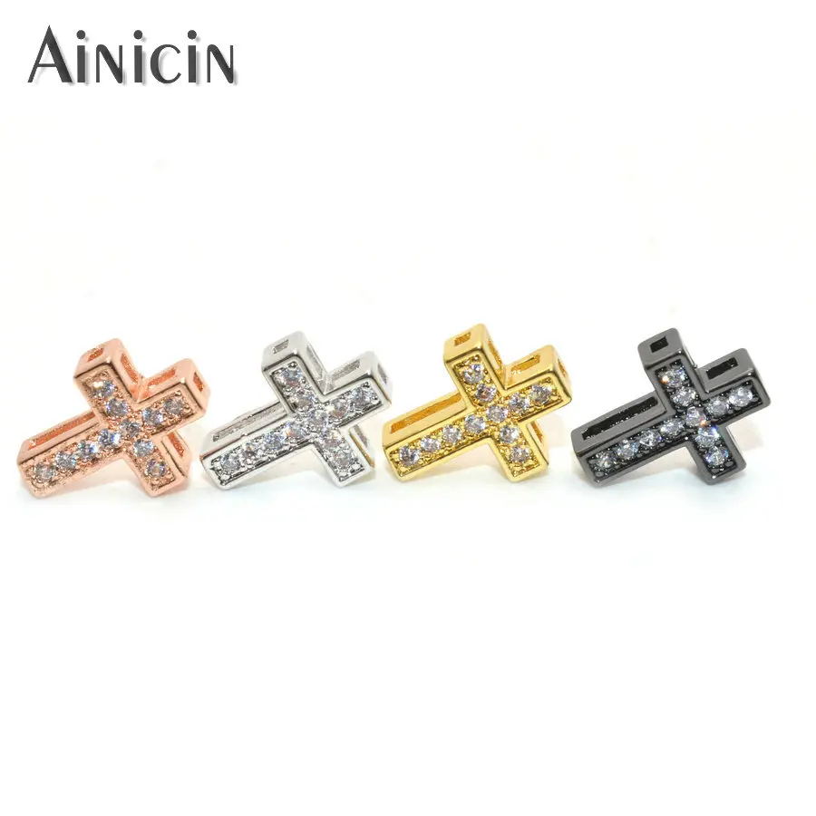 

50pcs High Quality Hollow Out Cross Connectors Rhinestone Crystal Setting Loose Beads Gold Silver Gun Metal Color DIY Findings
