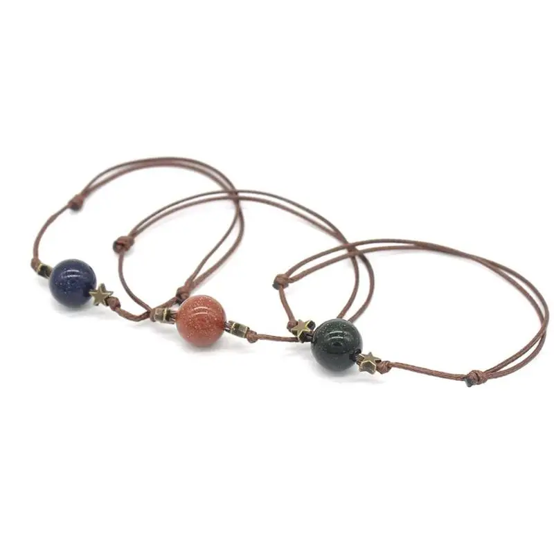 Винтажный Регулируемый Женский/мужской браслет с кулоном и бусинами в виде