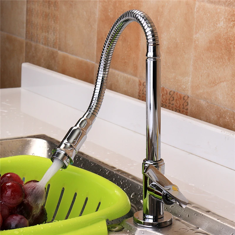 Одно отверстие из хромированной латуни вращение на 360 градусов Вытяжная пружина