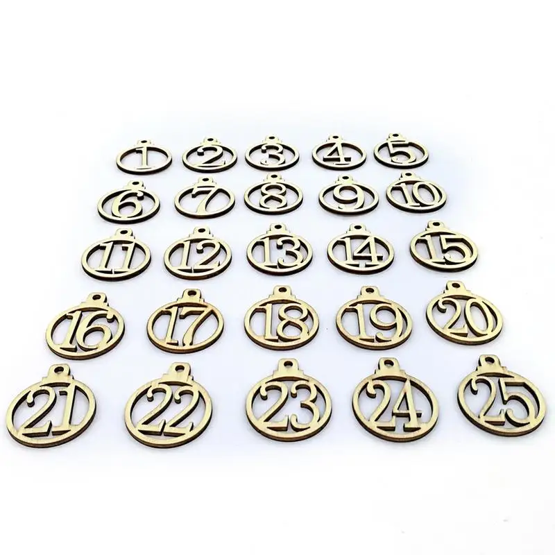 New 50/ 25pcs 1-25 Wooden Christmas Advent Calendar Gift Tags Number Countdown Decoration | Дом и сад