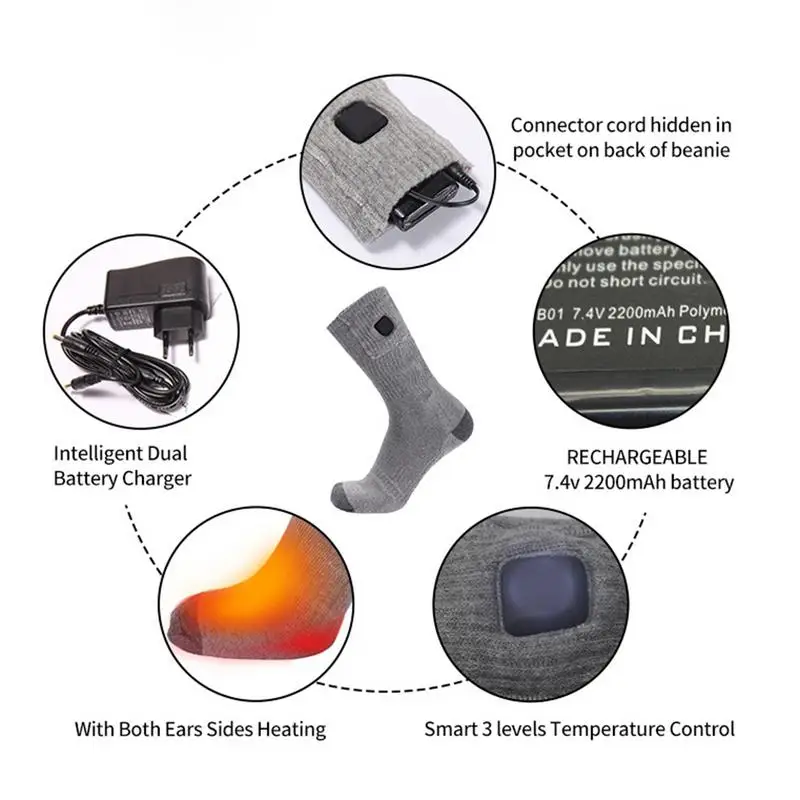 Утолщенные хлопковые носки с электрическим подогревом спортивные лыжные зимняя
