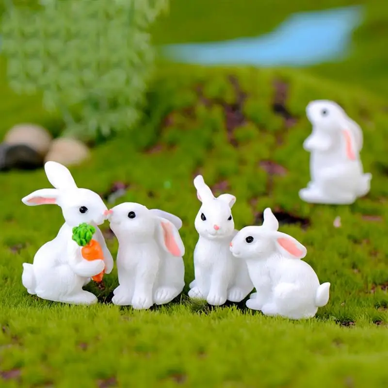 4 шт./компл. мини смоляная заячья статуэтки микро пейзаж миниатюры для кукольного