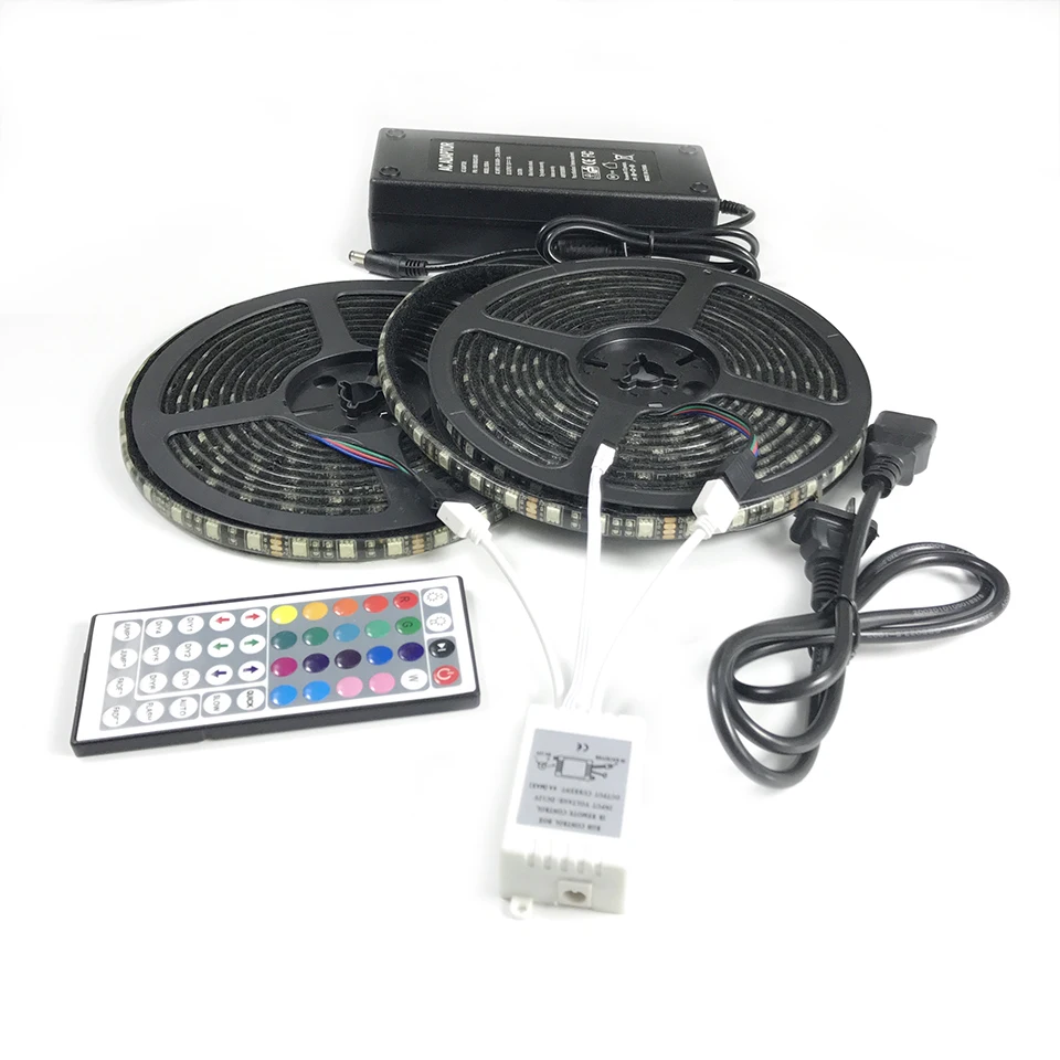 Rgb Светодиодная лента 10 М 600 светодиодов SMD 5050 нейлоновая с пряжкой 12В 10А адаптер