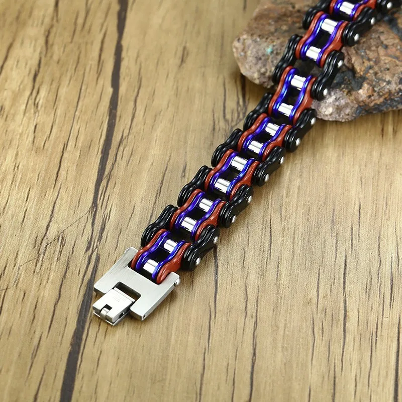 15 мм широкий большой велосипед мотоцикл цепь браслет из нержавеющей стали