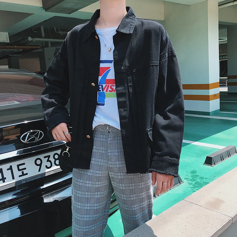 Весенняя джинсовая куртка в гонконгском стиле Повседневная однотонная