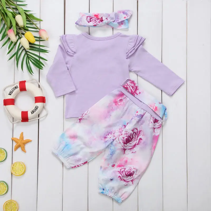 

Pudcoco Girl Set 0-24M Newborn Kid Baby Girl Floral Clothes Tops T shirts Tee + Long Pants Outfit Set