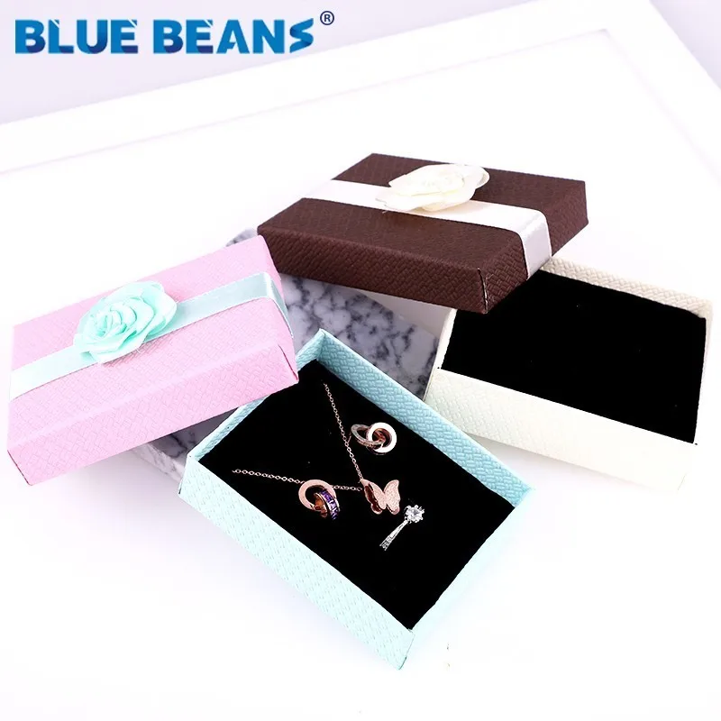 Es Square Jewelry Organizer Shape Box Engagement Ring For Earrings Necklace Bracelet Display Holder Rose Flower New Gold