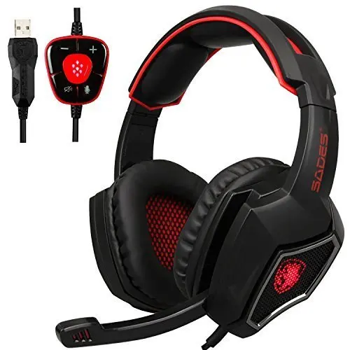 PC Gaming Headst Sades дух волка 7 1 Surround Sound USB проводные наушники с светодио дный микрофоном