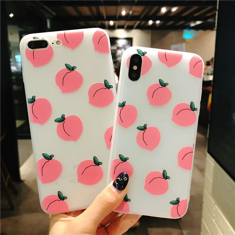 Summer Day Peach Silicone Phone Case For iPhone X XR XS Max 8 7 6 6s Plus Pattern Soft TPU Back Cover Cases |