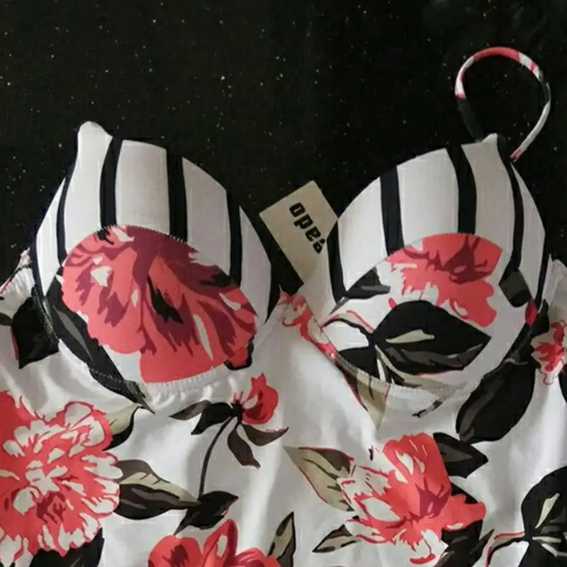 Новый сексуальный цельный купальник с цветочным принтом женский купальный