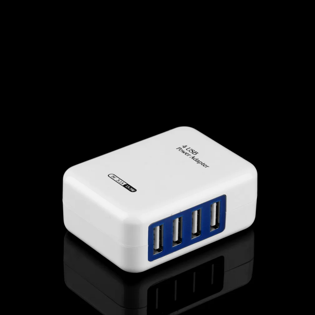Белый пластик 2.1A 4 порта Usb портативное устройство для зарядки из настенной