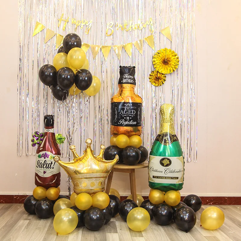 Большой черный номер фольга наборы шаров гелиевые шарики Свадебные украшения