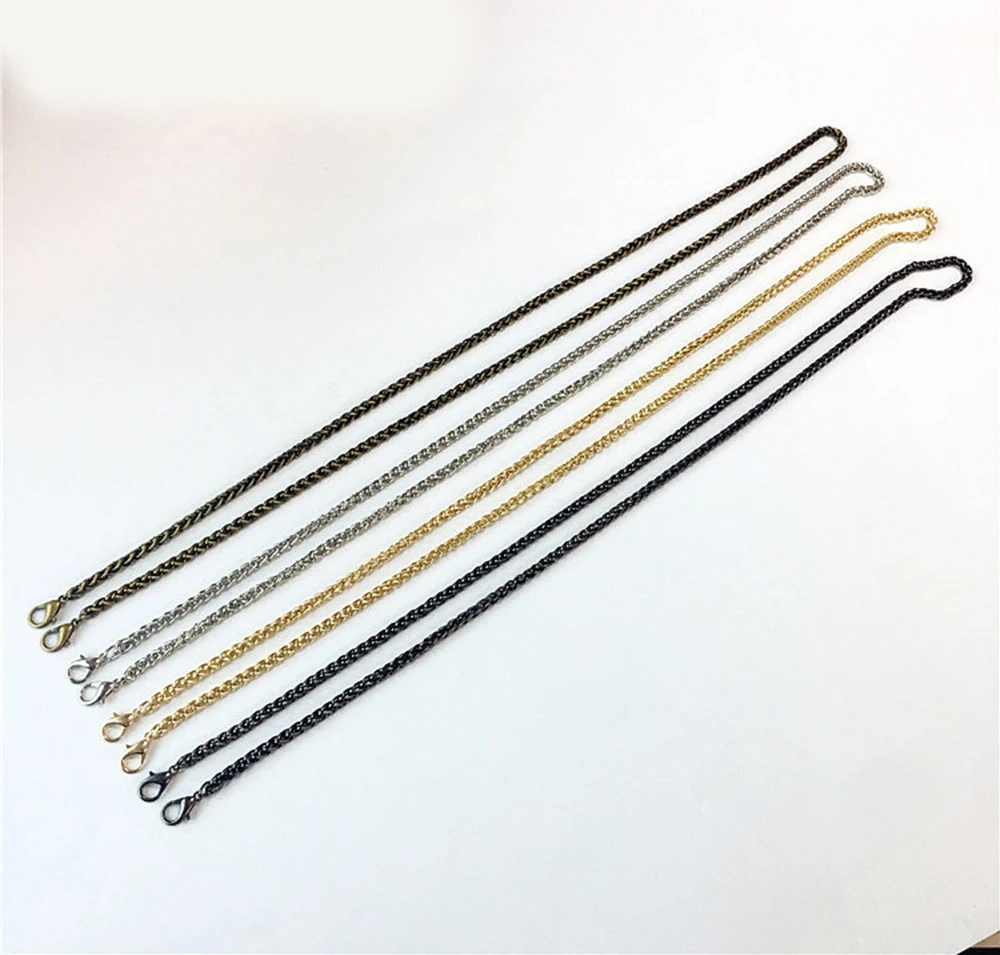 

10pcs Kniting Cross 7mm Width 120cm Length Lock Metal Purse Frame Chains Chain Straps for Sewing Bag Craft Accessories