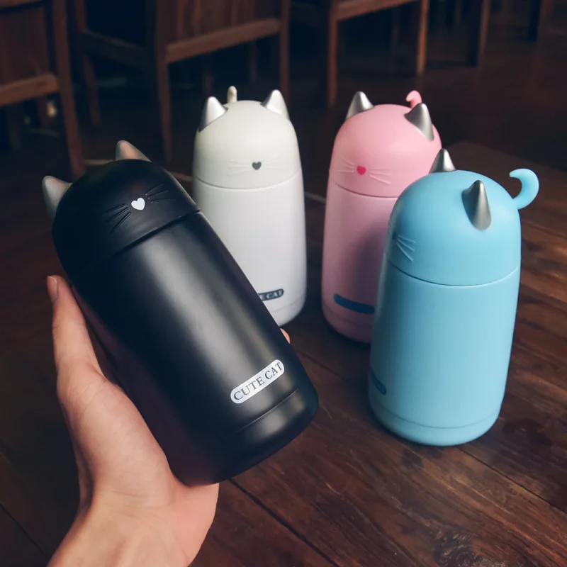 

Cute Cat Thermos Cup Kids Thermo Mug Drinkware Child 330ml Water Bottle Stainless Steel Vacuum Flask Portable Leak-proof Tumbler