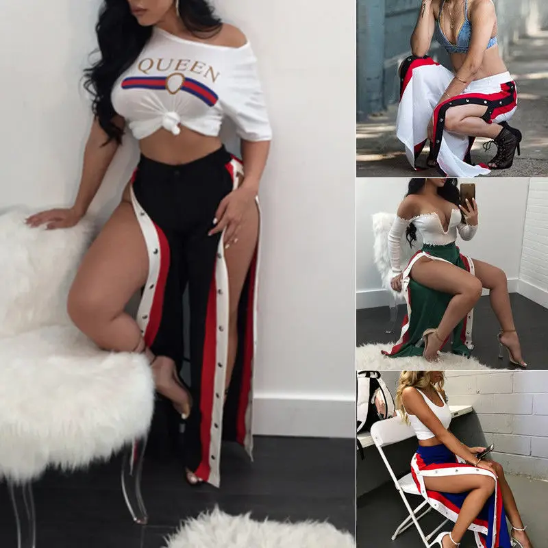 6 видов стилей женские брюки с разрезом по бокам модные повседневные для бега