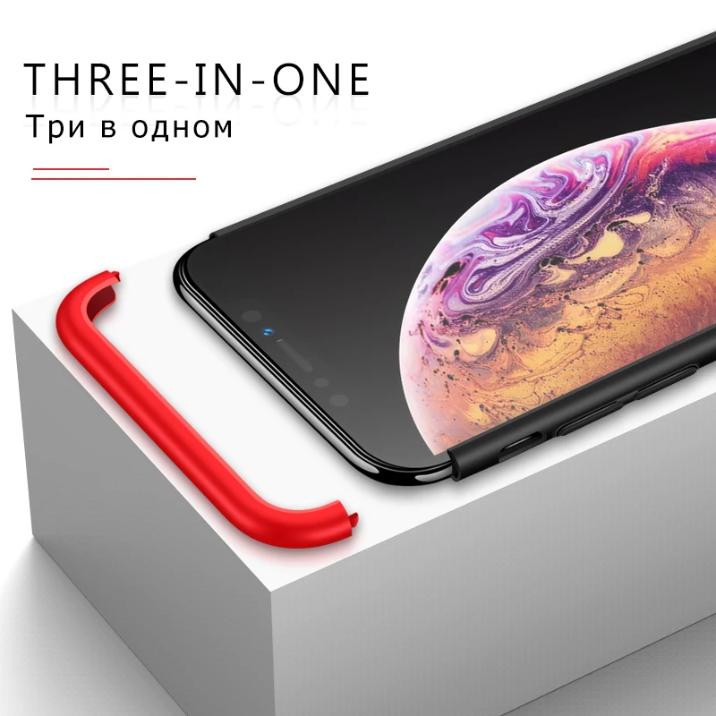 BALMORA 360 Degree Full Protection Case For iPhone X Xs Max 3 in 1 PC Hard Phone Cases 5 5S 6 6s 7 8 Plus Fundas Capa |