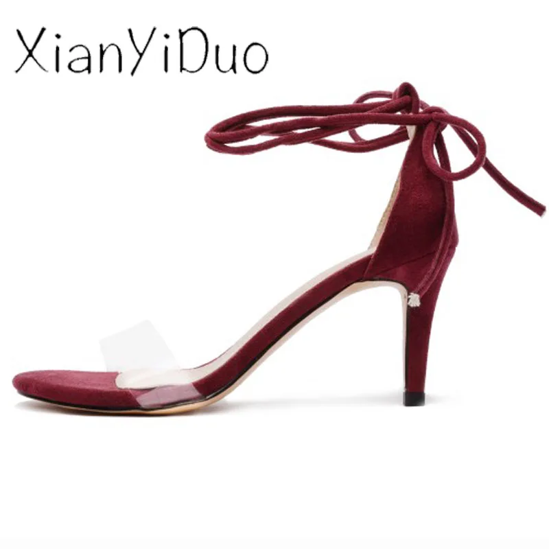 Xianyiduo2019 летняя модная пикантная женская обувь винно Красные босоножки с закрытой