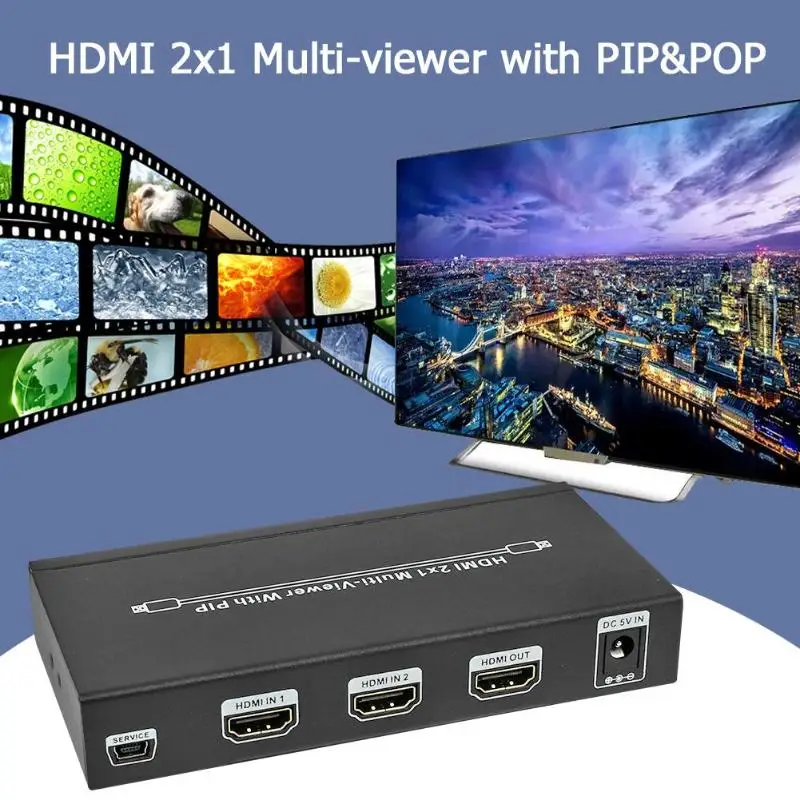 HDMI 2x1 переключатель 1080 P PIP картинка в картинке 2 1 выход переходник|Коннекторы и