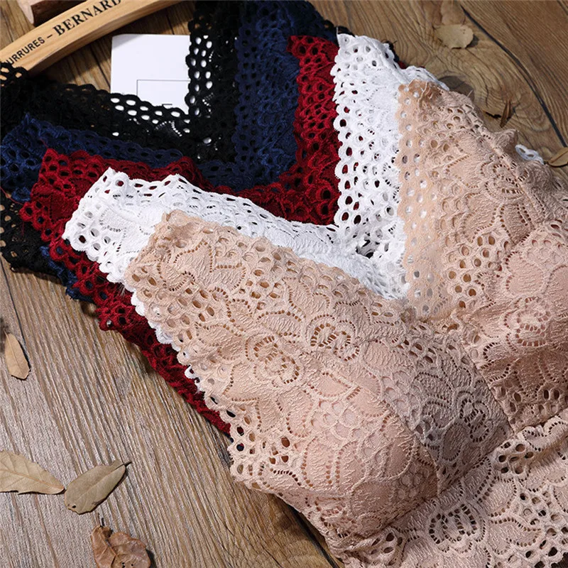 

New 2019 Ladies 3/4 Cup Lace Push Up Bra Black Bralette Deep V Women's Sexy Bras Underwear Lace Padded Bras for Women One Size