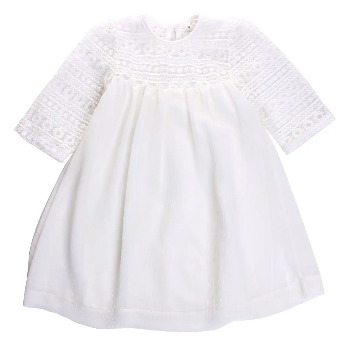 New 2018 Pudcoco Children Kids Baby Girls White Lace Floral Knee-Length Short Sleeve Party Dress Gown Dresses Casual 2-9Y | Детская
