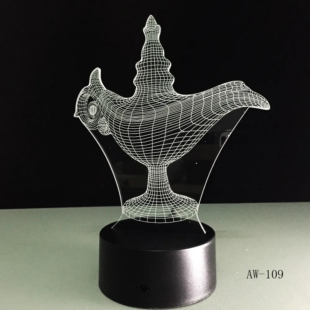 USB Novelty Gifts 7 Colors Changing Led Night Lights Aladdin magic lamp 3D LED Desk Table Lamp Decor for Home Office AW-109 | Лампы и