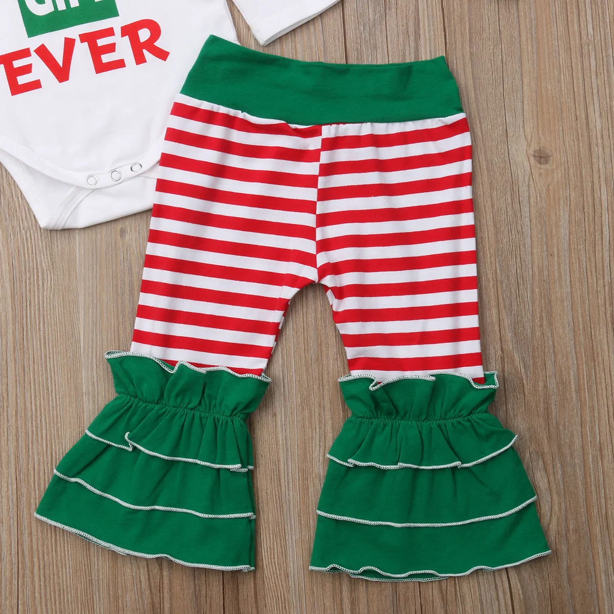 BEST GIFT EVER Newborn Baby Girls Boys Clothes 4PCS Letter Romper +Striped Pants+Hat+Headband Outfits | Детская одежда и обувь