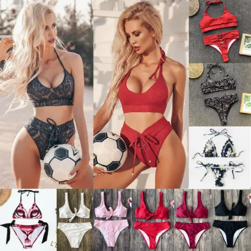 2019 Newest Fashion Hot Sexy Charming Wholesale Women Bandage Bikini Padded Bra Push-Up Tops Thongs Bottoms Swimwear Swimsuit | Спорт и