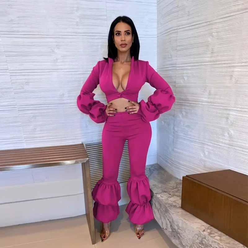 Женский комплект из двух предметов: куртка с v образным вырезом + штаны