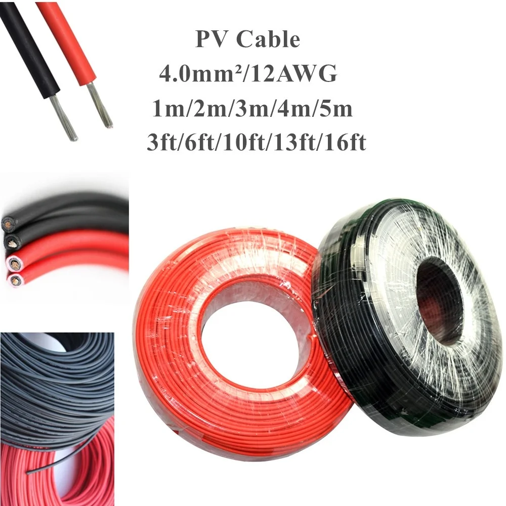 Соединительный кабель для солнечных батарей 4 0 мм 12AWG 1 м 2 3 5 фута 6 футов 10 13 16