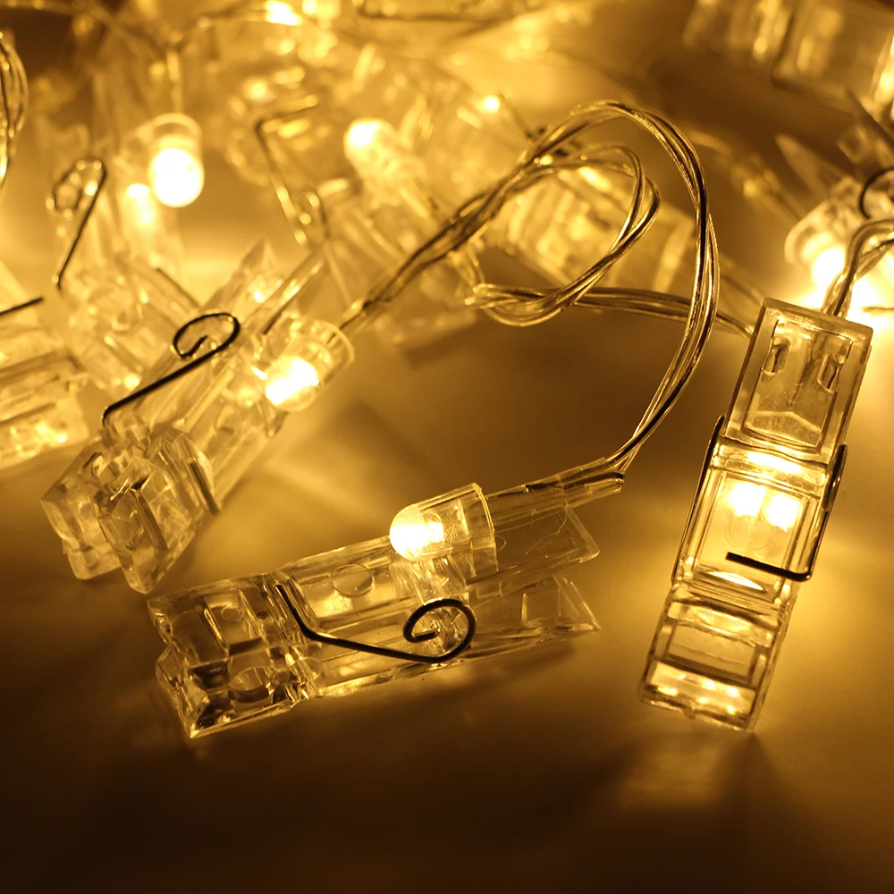 Led Card Photo Clip String Fairy Lights Battery Operated Christmas Light Garlands Wedding Valentines Wall Decoration | Освещение