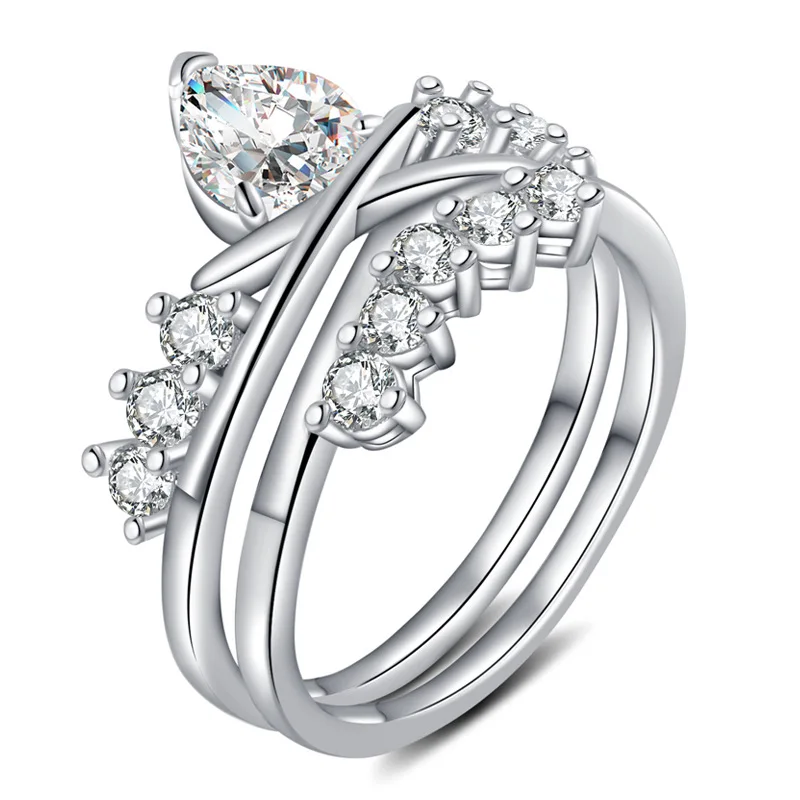 2 шт./компл. 925 Anillos серебряное стекируемое кольцо в форме сердца для женщин