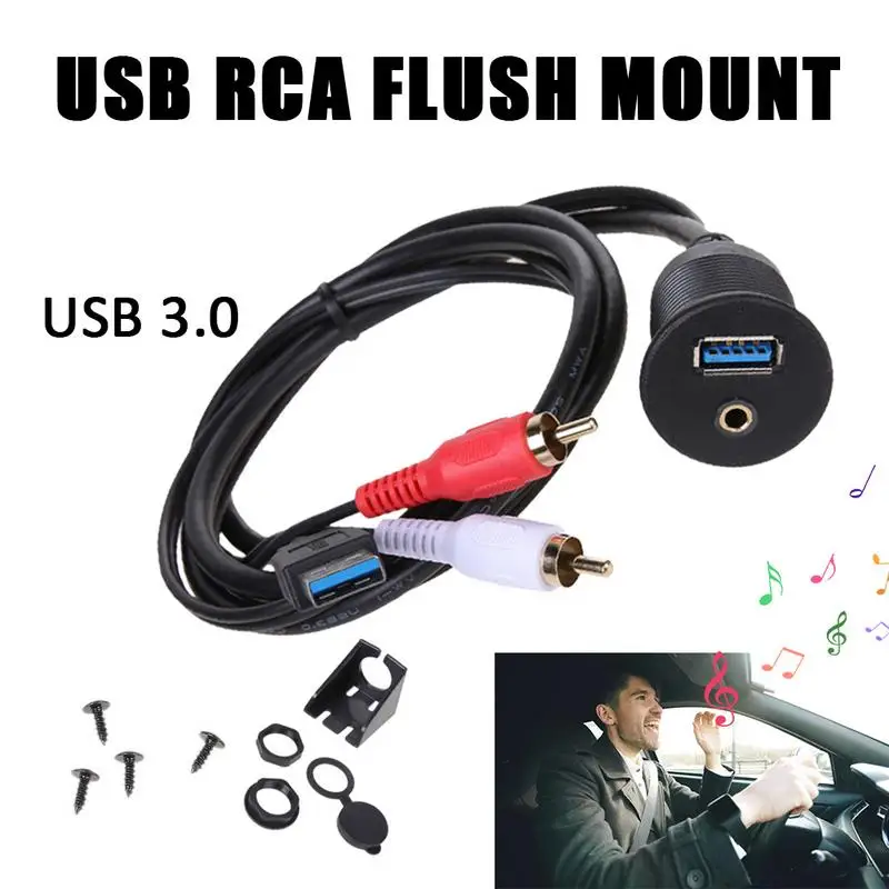 Новый стиль USB RCA смывное крепление приборной панели автомобиля вставная панель 3