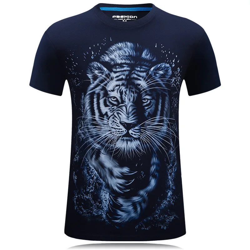 3d Трехмерная круглая горловина белый тигр Новая мода Футболка Camisa унисекс