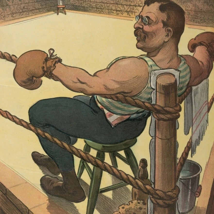 Puck Magazine 1904 ужасный Тедди ждет неизвестного боксерский плакат печати Udo Keppler